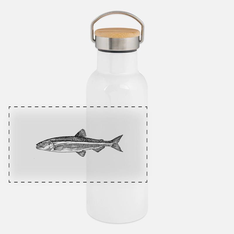 Forellen Angler Panorama Thermosflasche mit Bambusdeckel