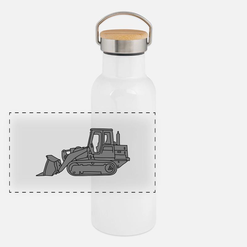 Bulldozer Planierraube 2 Panorama Thermosflasche mit Bambusdeckel