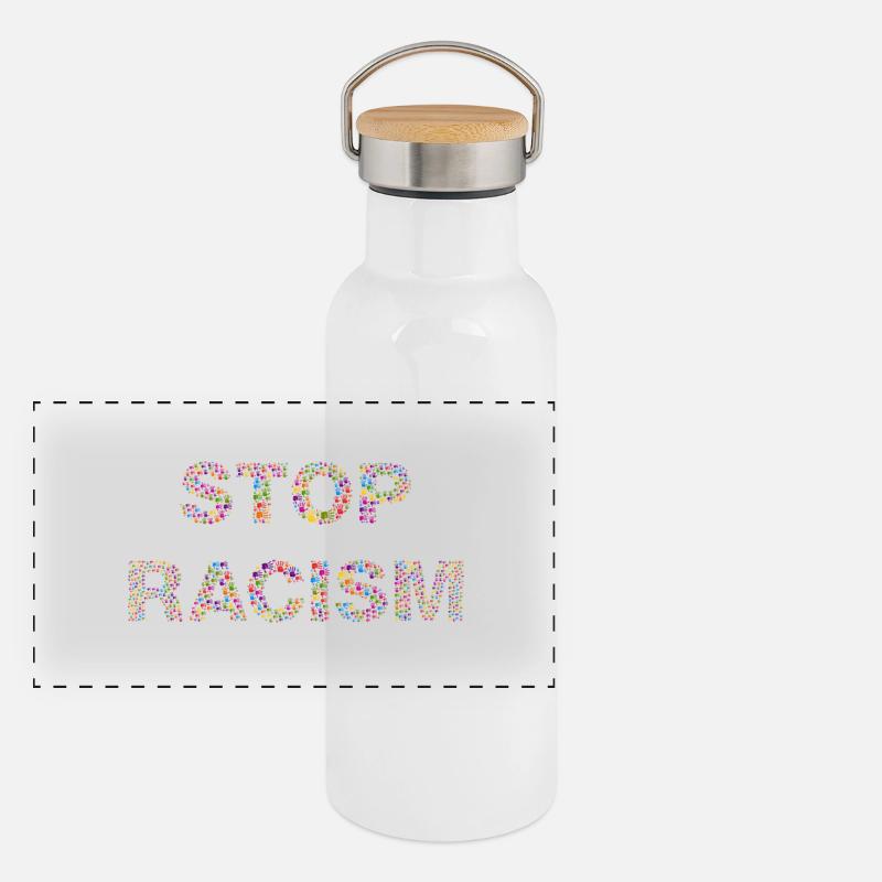 Stop Racism Panoramic Thermal Bottle with Bamboo Lid