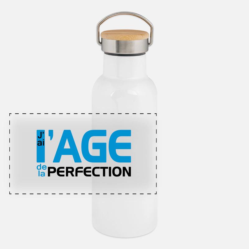L'Age de la Perfection (2c) - Panoramic Thermal Bottle with Bamboo Lid - white