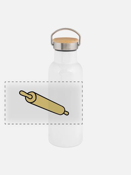rolling_pin - Panorama Thermosflasche mit Bambusdeckel - Weiß - Vorne
