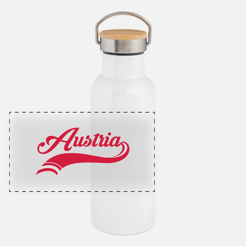 Austria Flag Panorama Thermosflasche mit Bambusdeckel