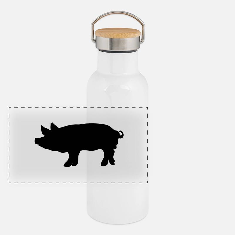 cochon pig porc pork1 Gourde isotherme avec bouchon en bambou