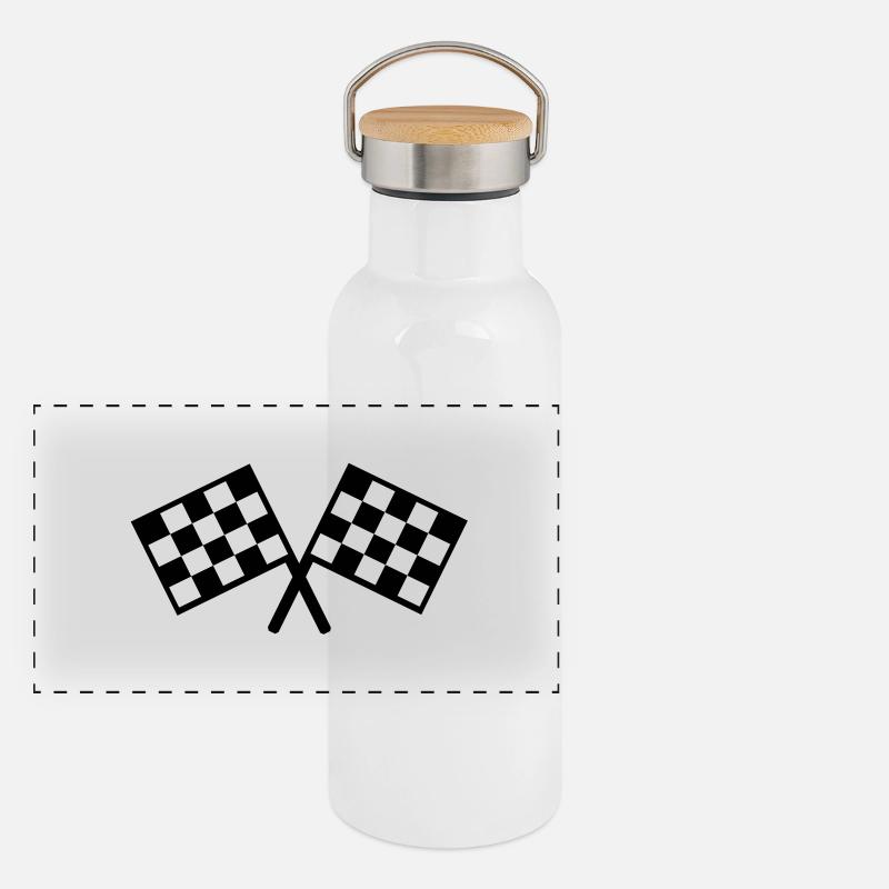 flags - car race Panoramic Thermal Bottle with Bamboo Lid