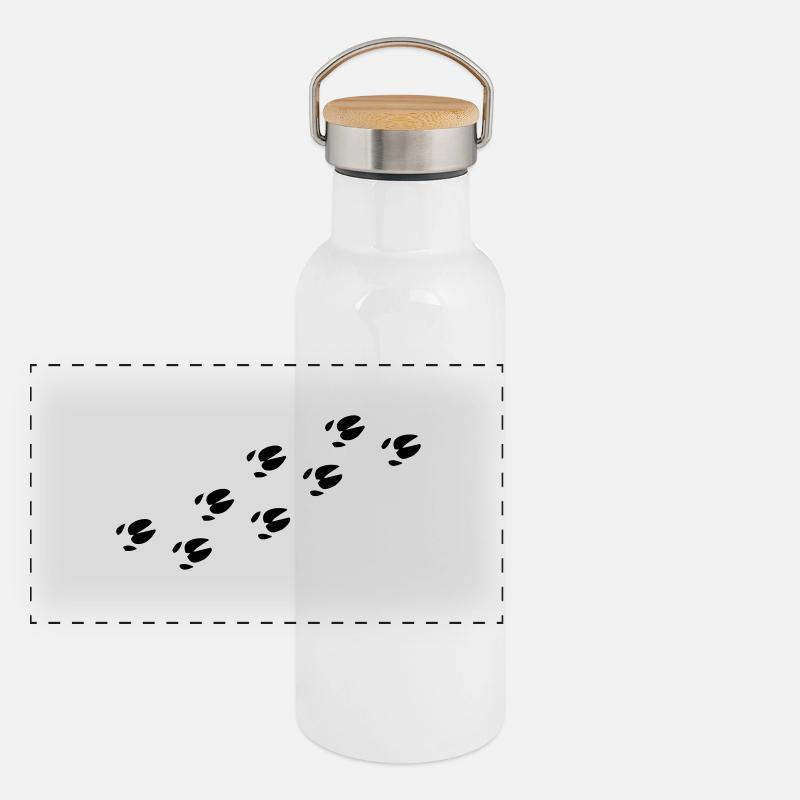 Wildschwein Pfoten Panorama Thermosflasche mit Bambusdeckel