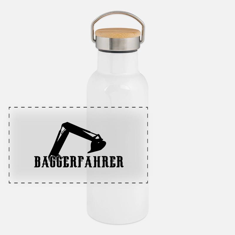 Bagger Panorama Thermosflasche mit Bambusdeckel