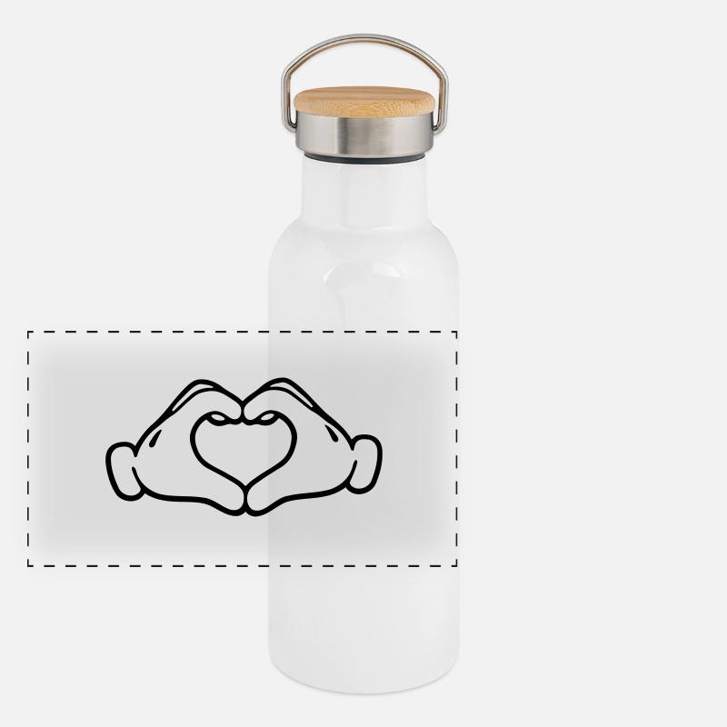 Love hand Gourde isotherme avec bouchon en bambou