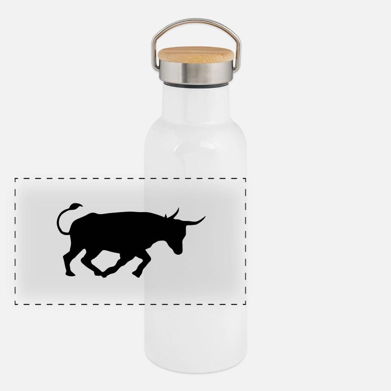 kampfstier andalusien spanischer baskischer stier Panorama Thermosflasche mit Bambusdeckel