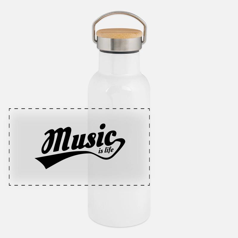 music is life Panorama Thermosflasche mit Bambusdeckel