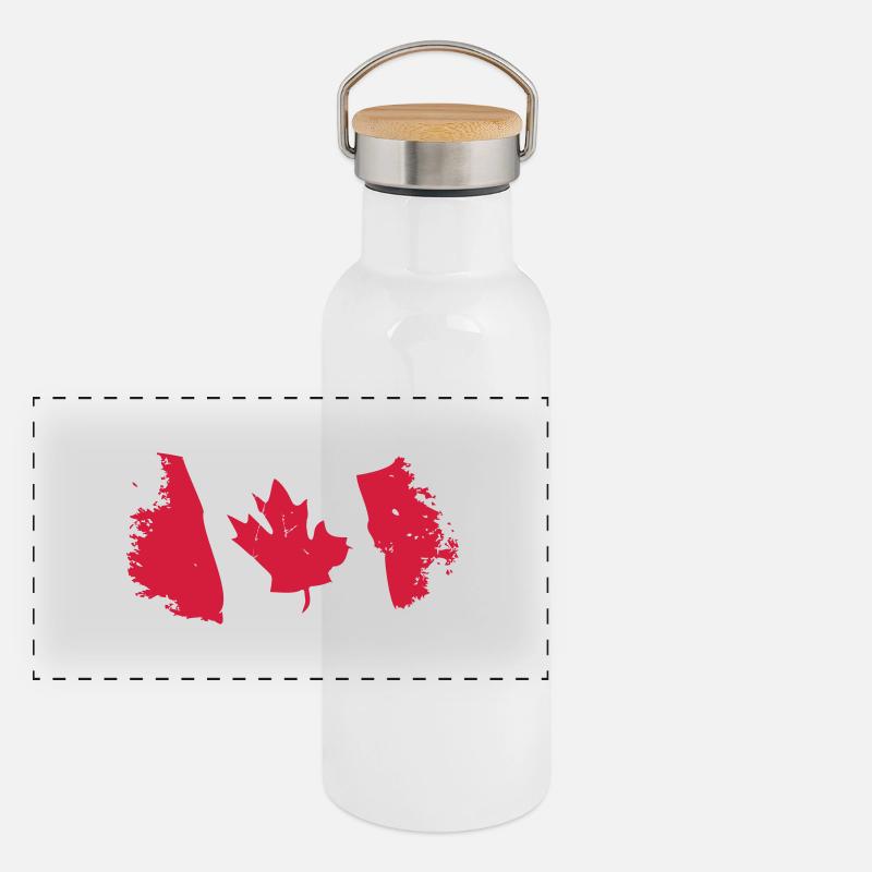 Canadian Maple Leaf Gourde isotherme avec bouchon en bambou