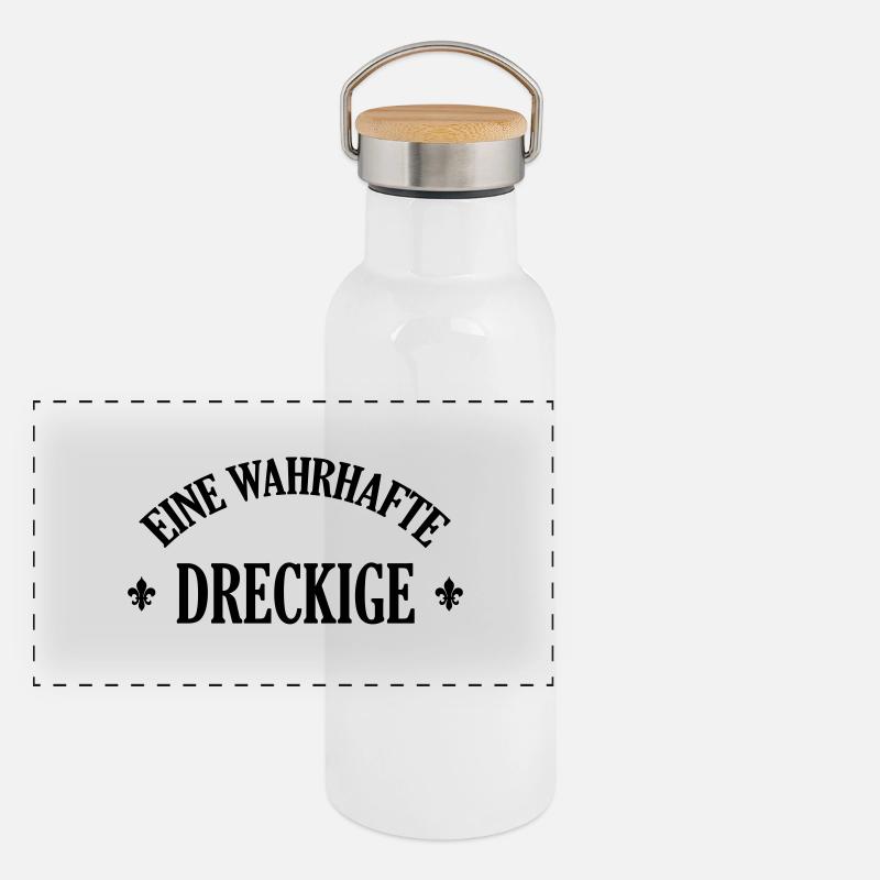 Lausiger Dreckige schmutzig schmuddelig Miststück Panorama Thermosflasche mit Bambusdeckel