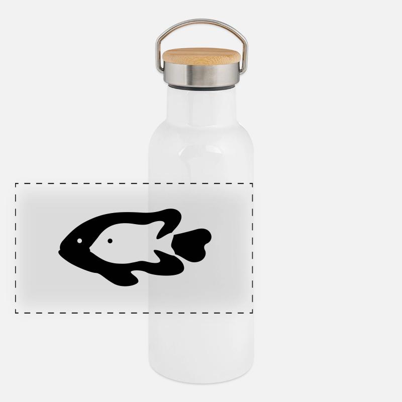 Fischen Panorama Thermosflasche mit Bambusdeckel