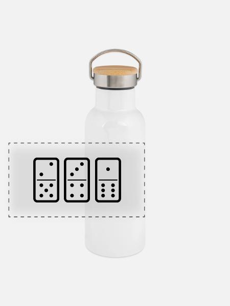 domino - Panorama Thermosflasche mit Bambusdeckel - Weiß