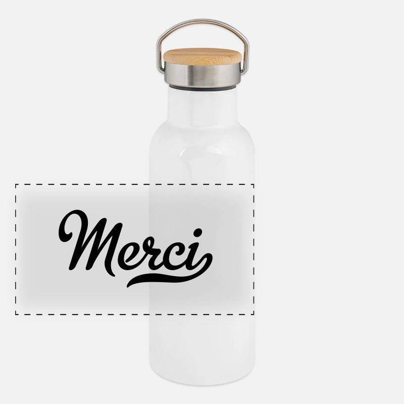 Merci Gourde isotherme avec bouchon en bambou