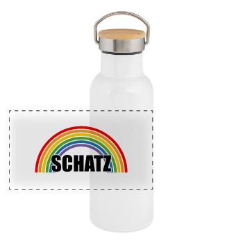 Regenbogen Schatz - Panorama Thermosflasche mit Bambusdeckel - Weiß - Vorne