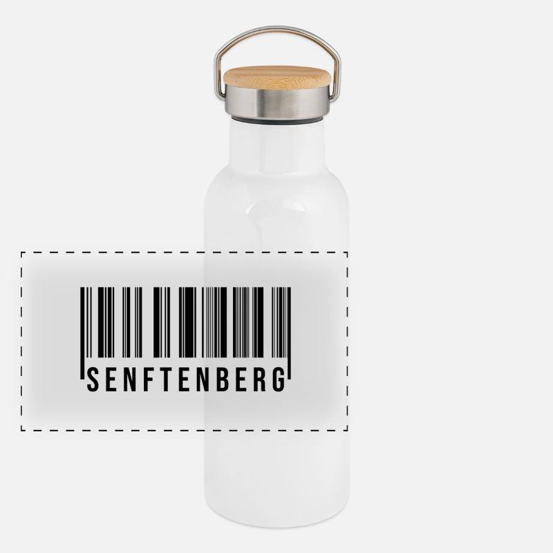 Senftenberg Strichcode Panorama Thermosflasche mit Bambusdeckel