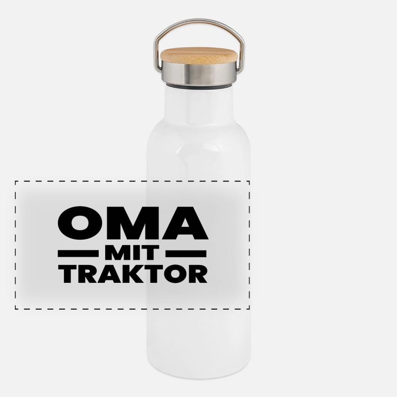 Traktor Panorama Thermosflasche mit Bambusdeckel