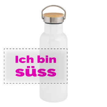 Süss - Panorama Thermosflasche mit Bambusdeckel - Weiß - Vorne