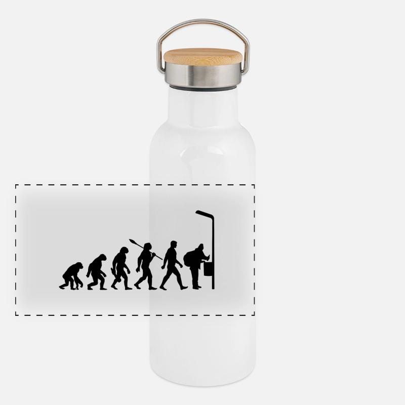 Evolution - Flaschen sammeln - Armut Panorama Thermosflasche mit Bambusdeckel