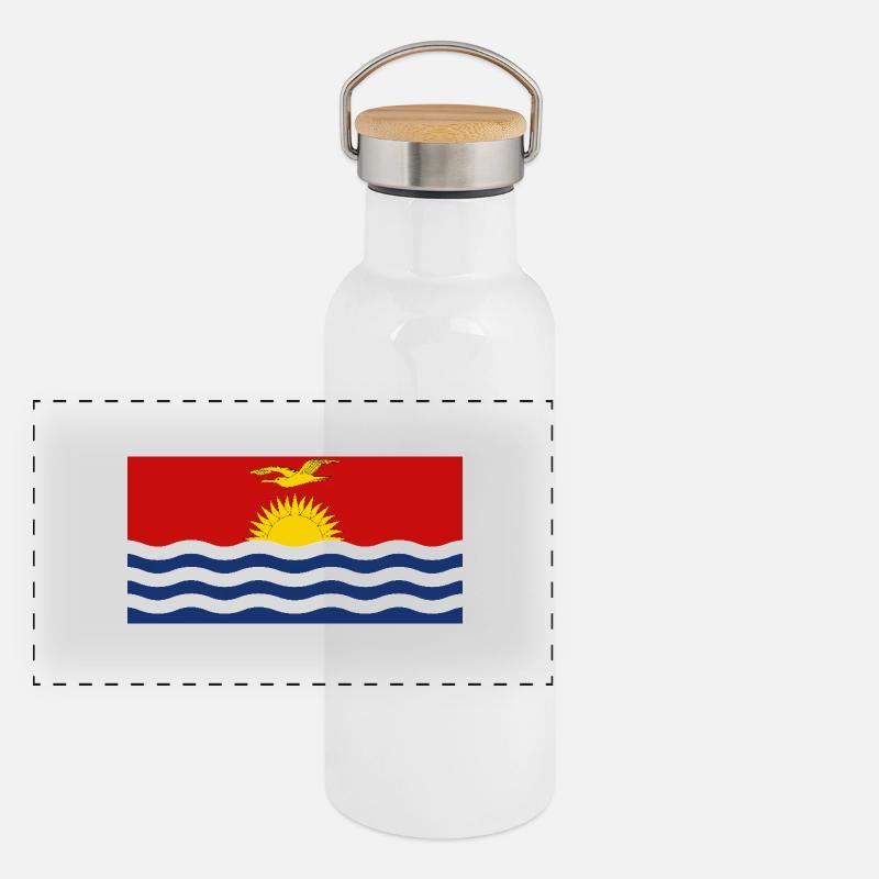 Kiribati - Gourde isotherme avec bouchon en bambou - blanc