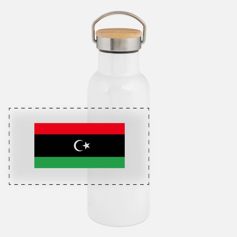 Libya - Panoramic Thermal Bottle with Bamboo Lid - white