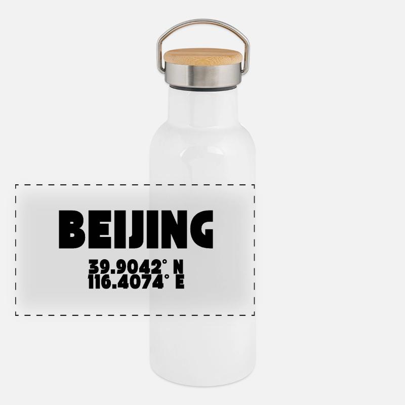 Beijing - Design with coordinates Panoramic Thermal Bottle with Bamboo Lid