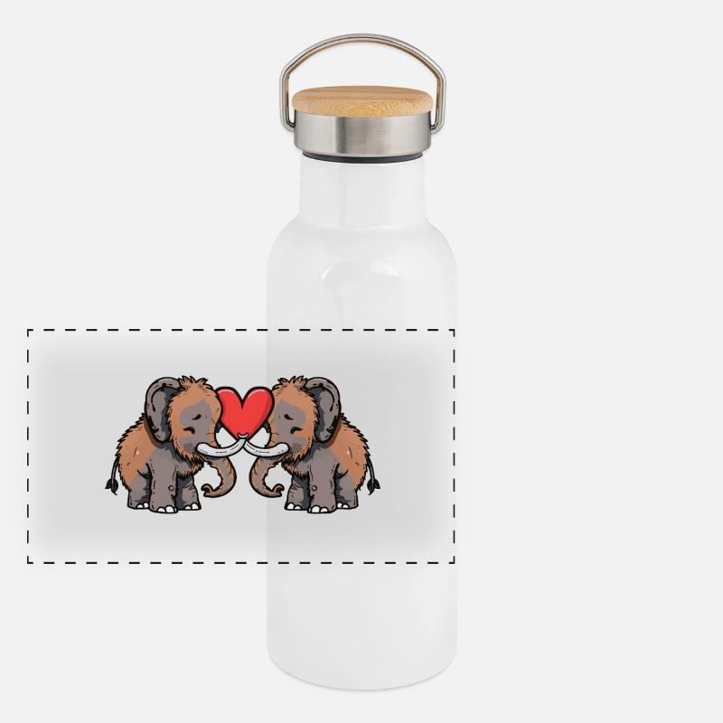 Mammut Paar Valentinstag Panorama Thermosflasche mit Bambusdeckel