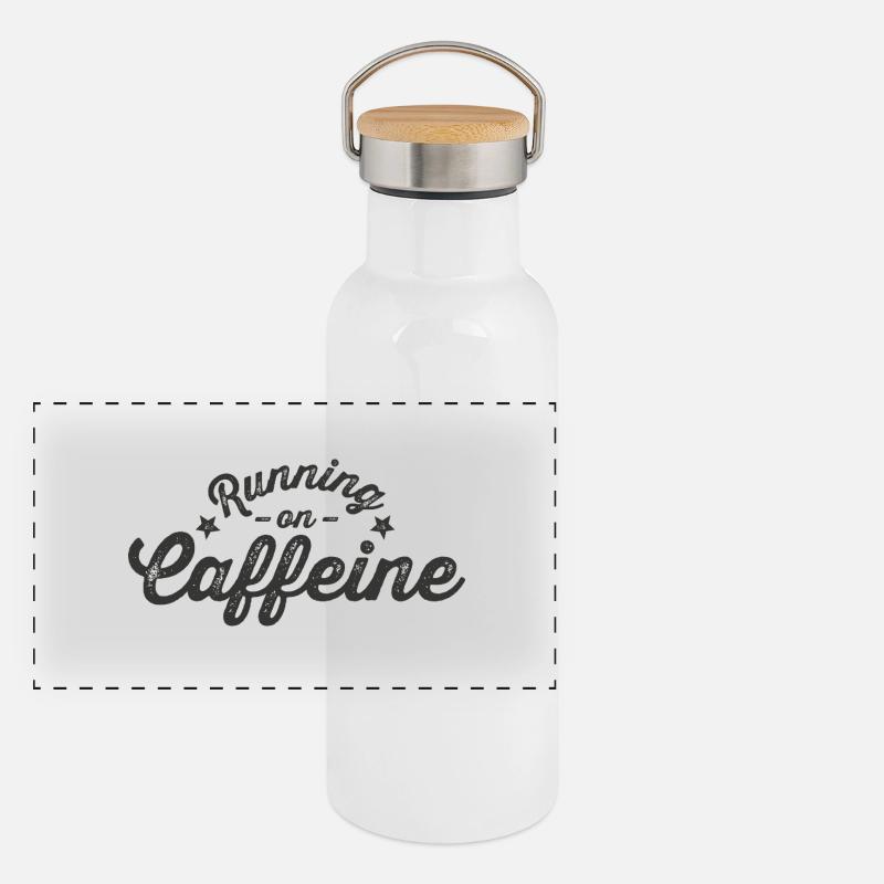 Courir sur le lettrage Caffeine Gourde isotherme avec bouchon en bambou
