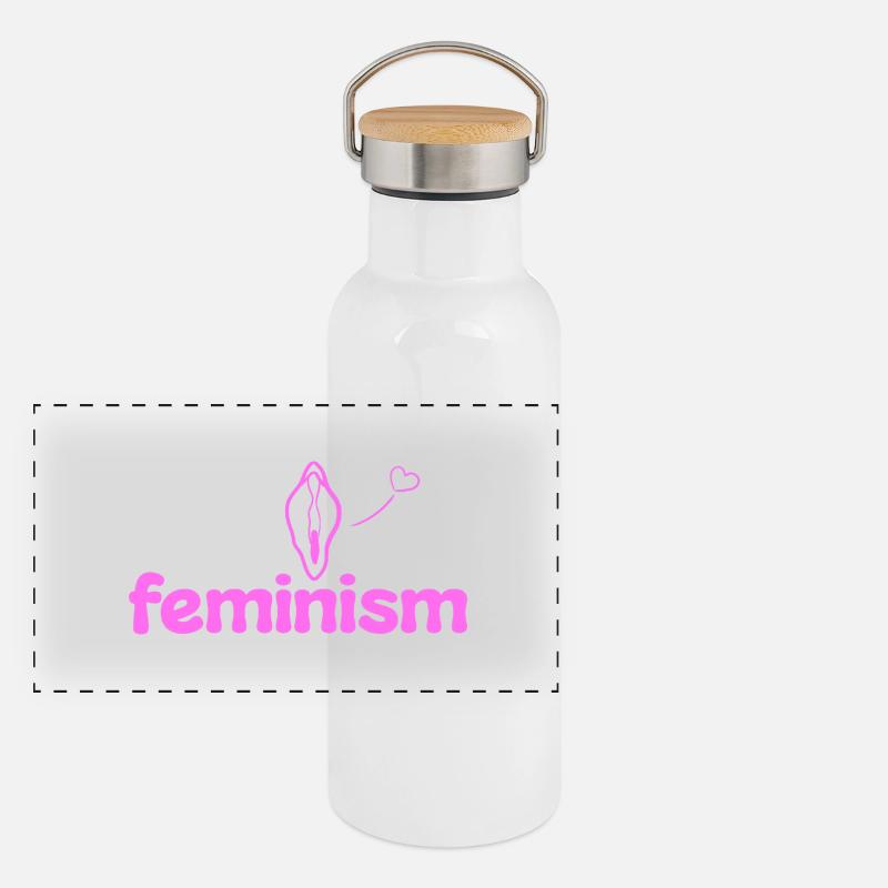 Féminisme Gourde isotherme avec bouchon en bambou