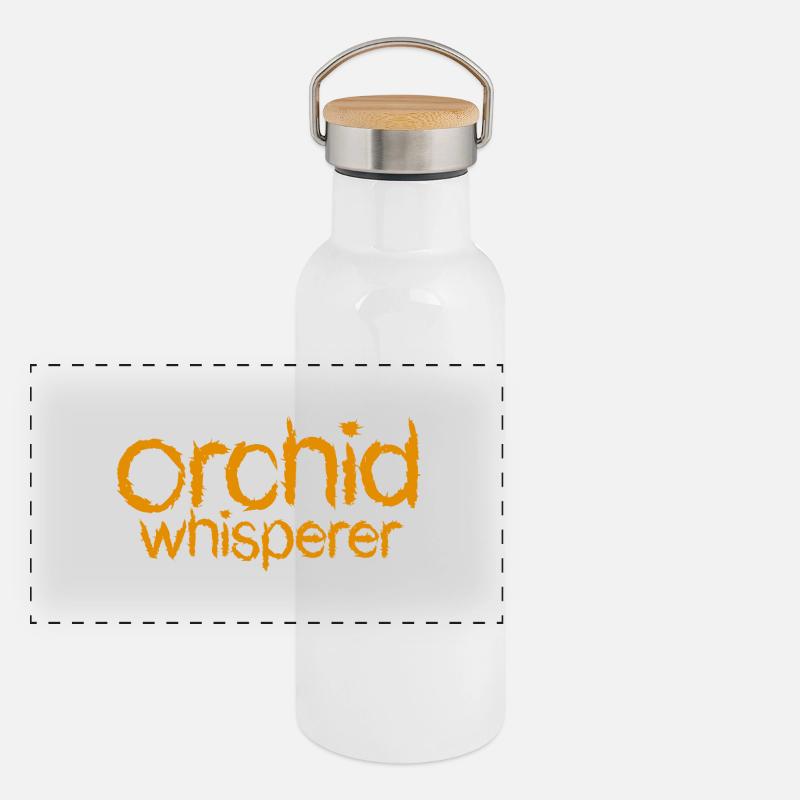 Orchidées Texte murmurant Gourde isotherme avec bouchon en bambou