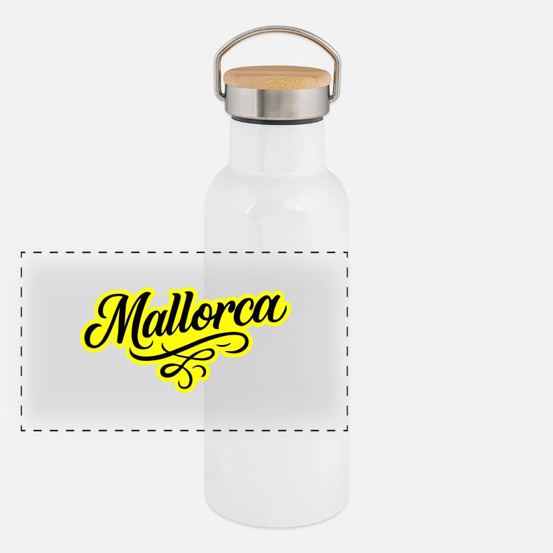 Mallorca Ornament Panorama Thermosflasche mit Bambusdeckel