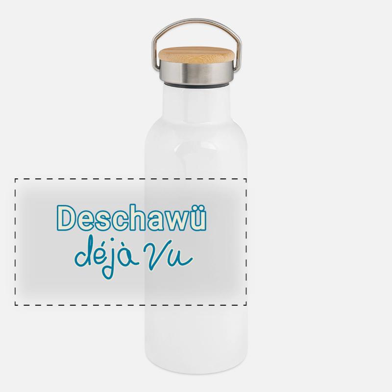 deja vu funny - Panoramic Thermal Bottle with Bamboo Lid - white