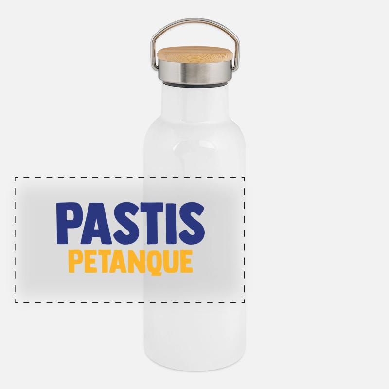 PASTIS PETANQUE Camping Apéro Vacances Beauf Gourde isotherme avec bouchon en bambou