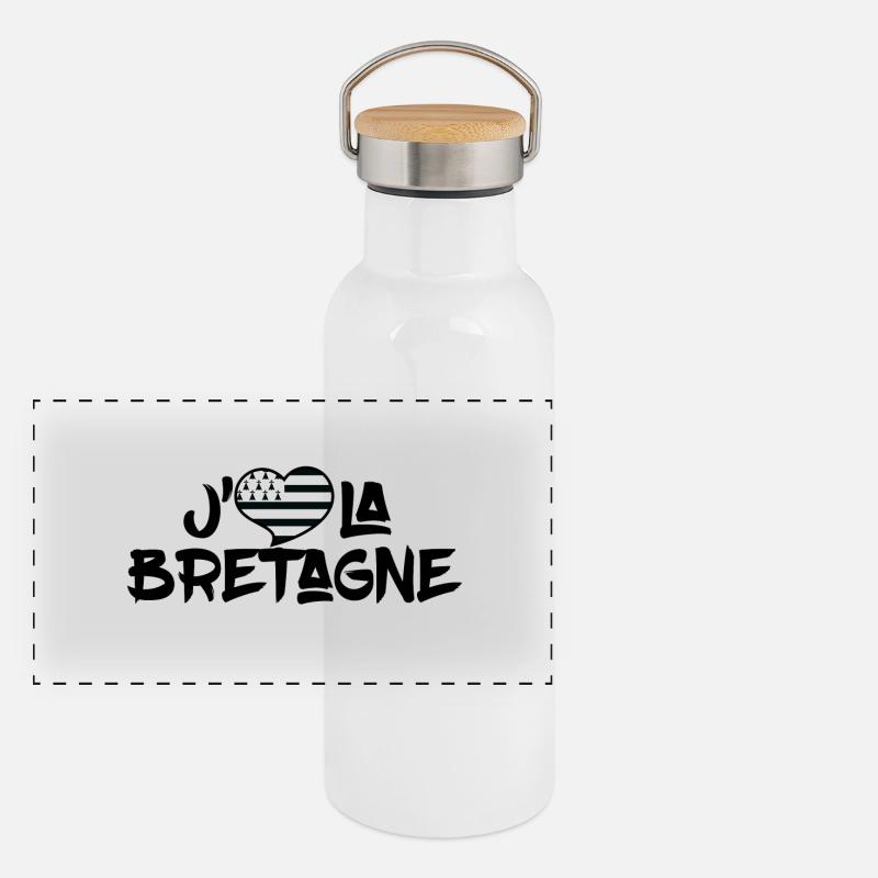 j'aime la Bretagne Gourde isotherme avec bouchon en bambou