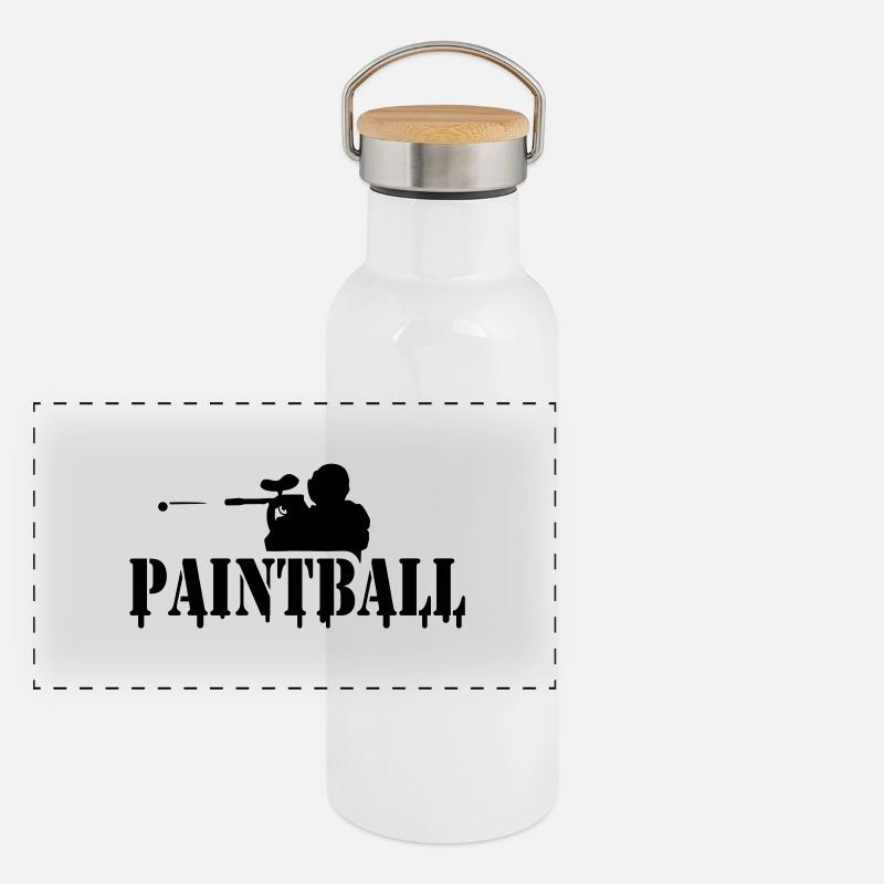 Paintball Logo modern Panorama Thermosflasche mit Bambusdeckel