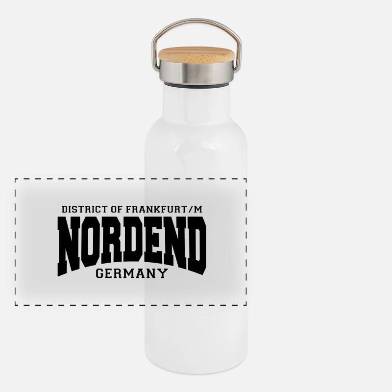 Frankfurt nordend - Panorama Thermosflasche mit Bambusdeckel - Weiß