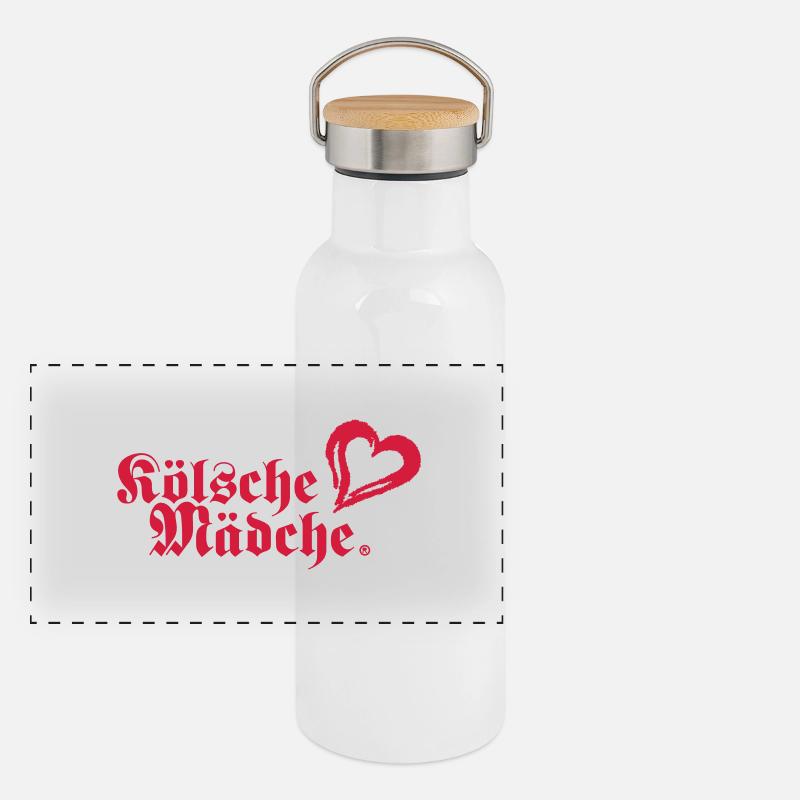 Kölsche Mädche Herz - Cities Panorama Thermosflasche mit Bambusdeckel