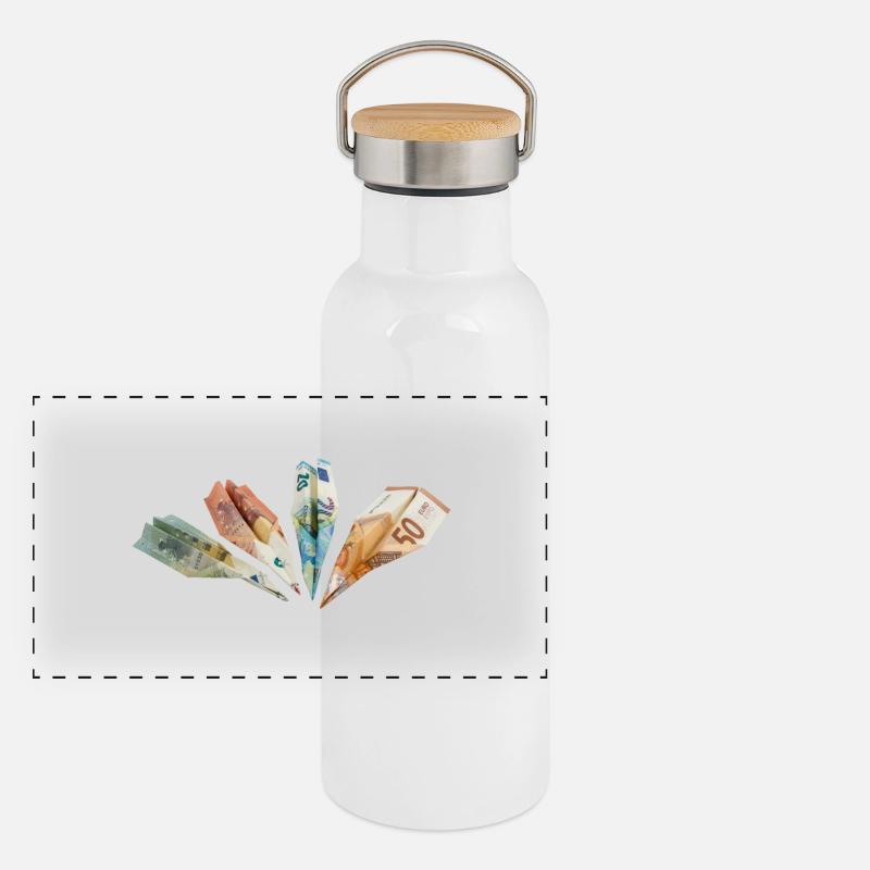 Geldscheine Panorama Thermosflasche mit Bambusdeckel