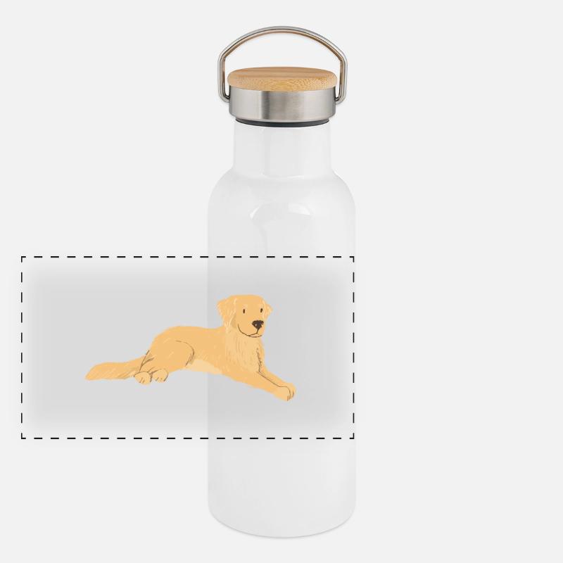 Golden Retriever - Panoramic Thermal Bottle with Bamboo Lid - white