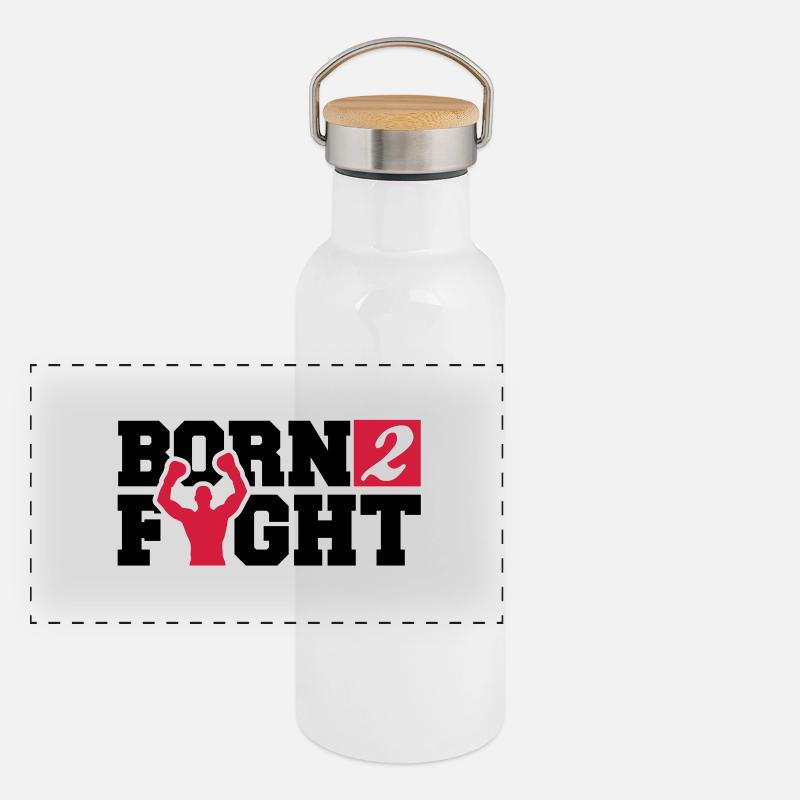 born_2_fight_a2 Panorama Thermosflasche mit Bambusdeckel