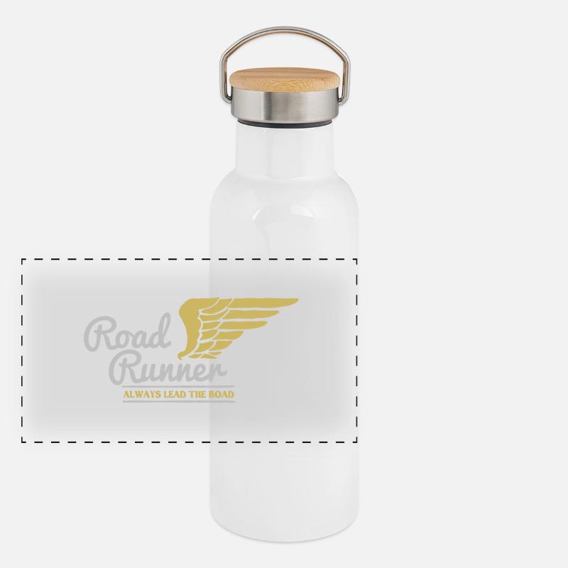 Biker Bild Panorama Thermosflasche mit Bambusdeckel