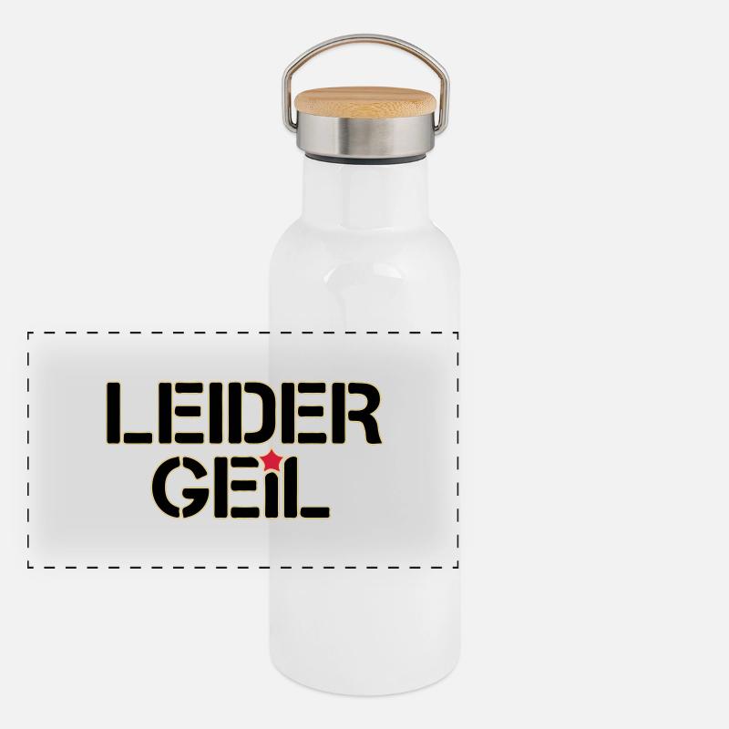 Leider Geil Panorama Thermosflasche mit Bambusdeckel