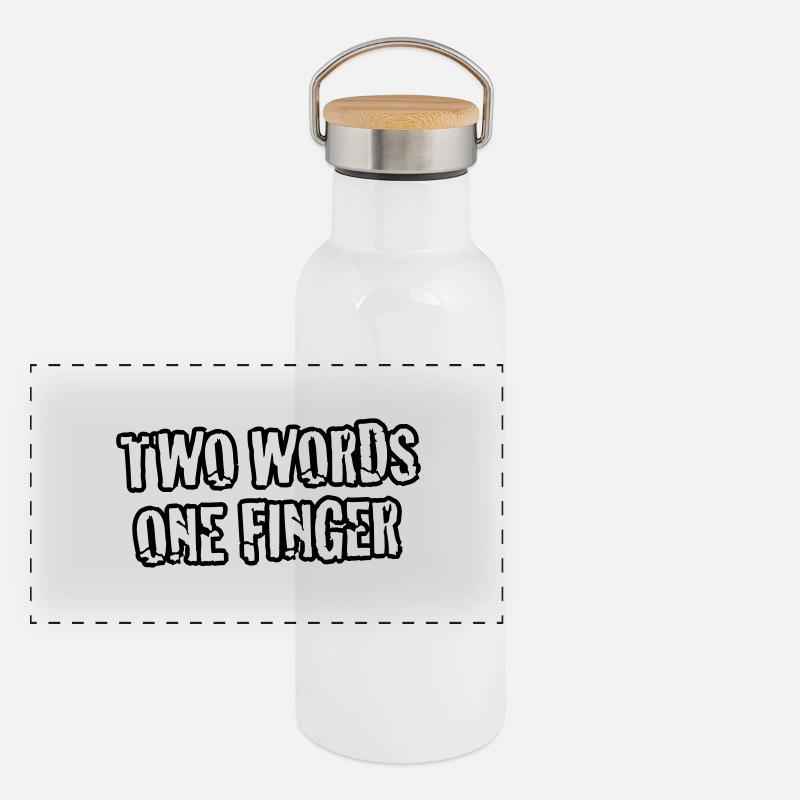 BP Two Words One Finger 1c Panorama Thermosflasche mit Bambusdeckel