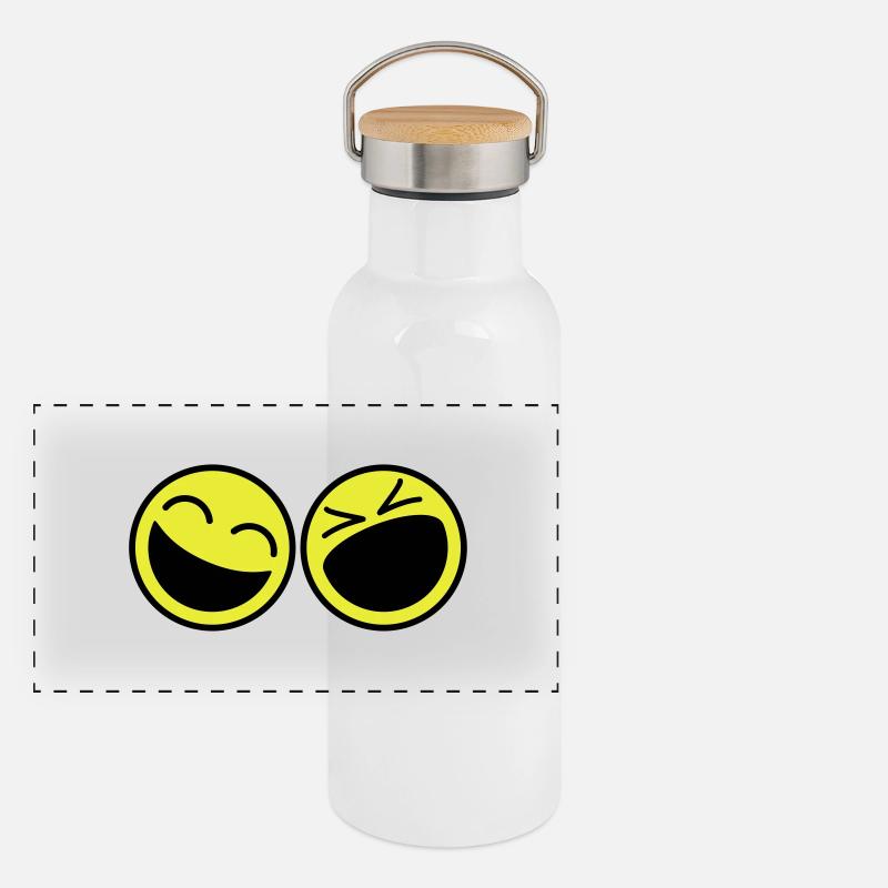 Smileys Panorama Thermosflasche mit Bambusdeckel