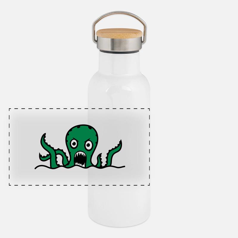 Octopus Panorama Thermosflasche mit Bambusdeckel