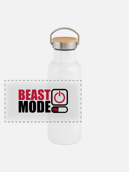 Beast Mode On Power An - Panoramic Thermal Bottle with Bamboo Lid - white - Front