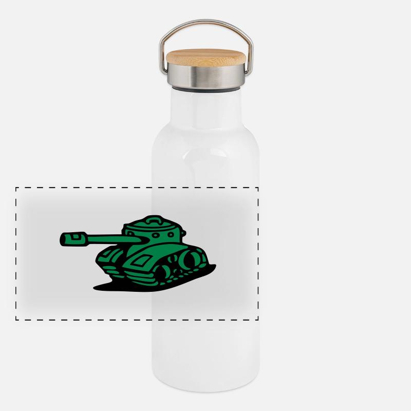 gepanzerter panzer armee militärischer kampfpanzer Panorama Thermosflasche mit Bambusdeckel