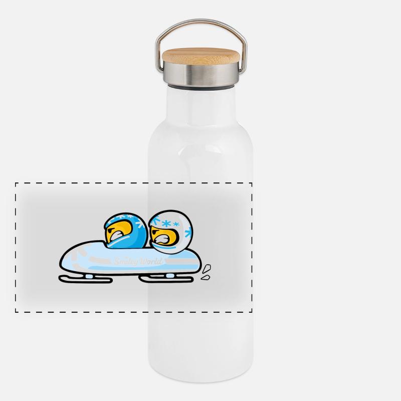 Smiley Bobsleigh Panorama Thermosflasche mit Bambusdeckel
