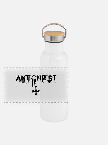 Antichrist - Lucifer - Panoramic Thermal Bottle with Bamboo Lid - white - Front
