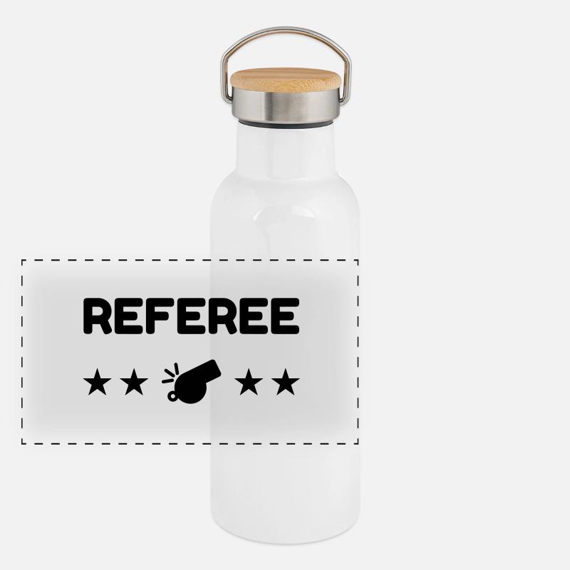 Arbitre / Arbitrage / Sport / Sifflet Gourde isotherme avec bouchon en bambou